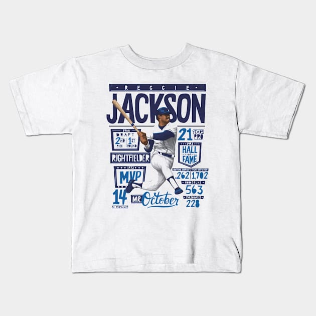 Reggie Jackson New York Y Stats Kids T-Shirt by Jesse Gorrell